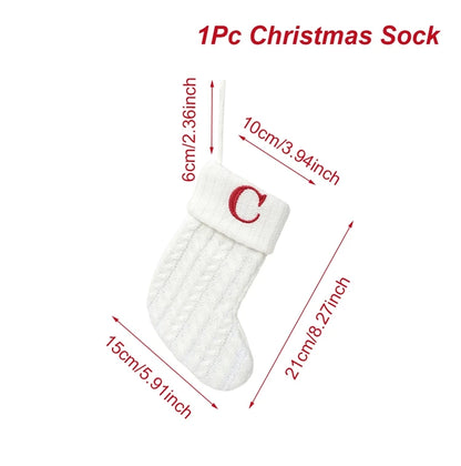 Christmas Socks Knitting Snowflake Letter Stocking Christmas Decoration For Home 2025 Xmas Tree Ornament Gift Navidad Natal 2026