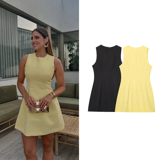 Yellow Slim Fit Mini Dress – Summer 2025 Casual Chic