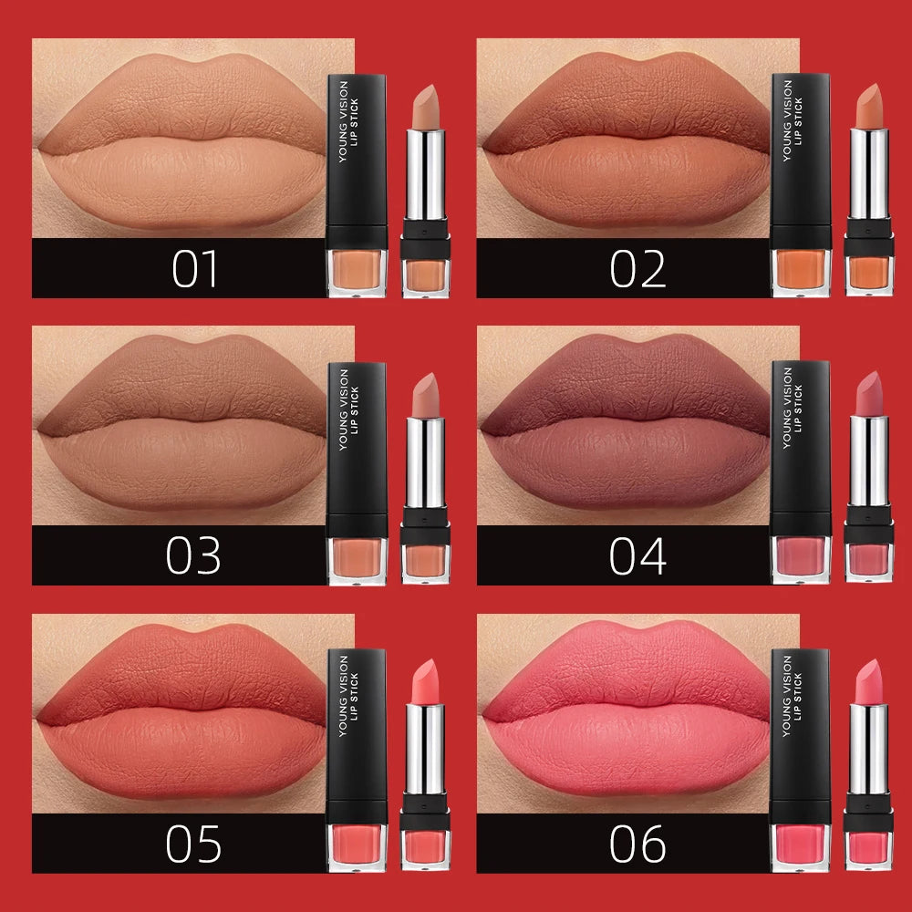 6 pcs /set matte lipstick gift box set non stick cup lipstick velvet moisturizing lipstick