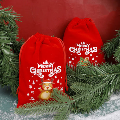 1/30pcs Christmas Gift Bags Red Velvet Drawstring Pouch Bulk Santa Candy Packaging Snack Wrapping Bag Wedding Party Favors Decor