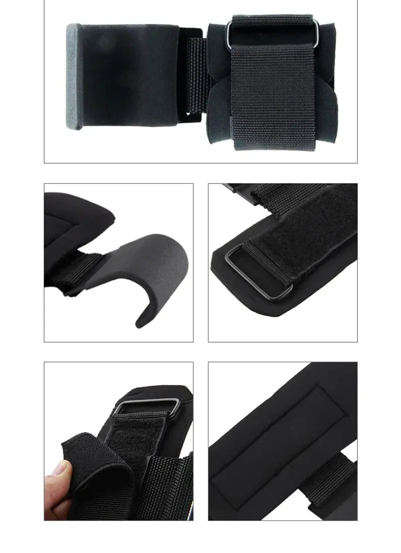 Weight Lifting Hook Grips With Wrist Wraps Hand-Bar Wrist Strap Gym Fitness Hook Weight Strap Pull-Ups Power Lifting Gloves
