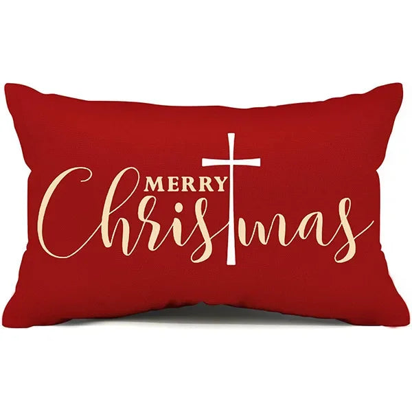 New Christmas style simple letter double-sided printed linen pillow for home decoration, sofa waist pillowcase