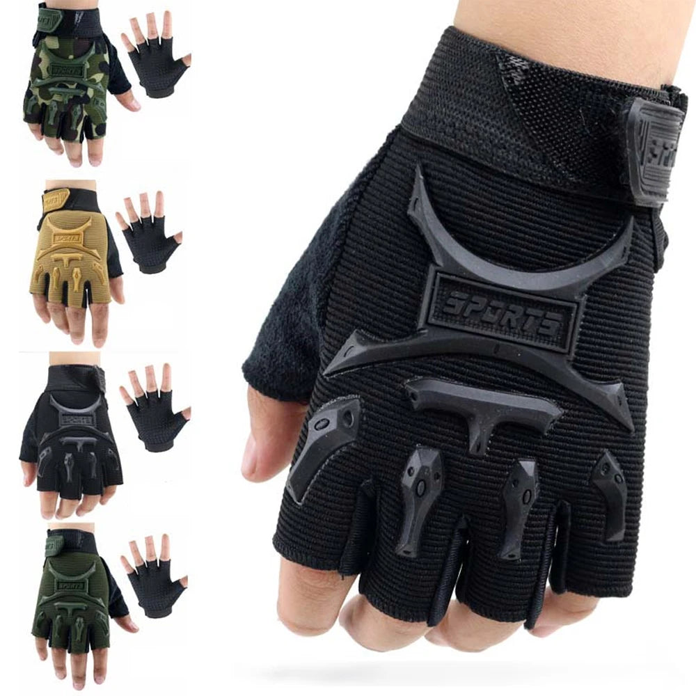 1 Pair Kids Half Finger Gloves Sports Gloves Non-Slip Gel Gloves Adjustable Fingerless Gloves for Children Cycling Riding Biking