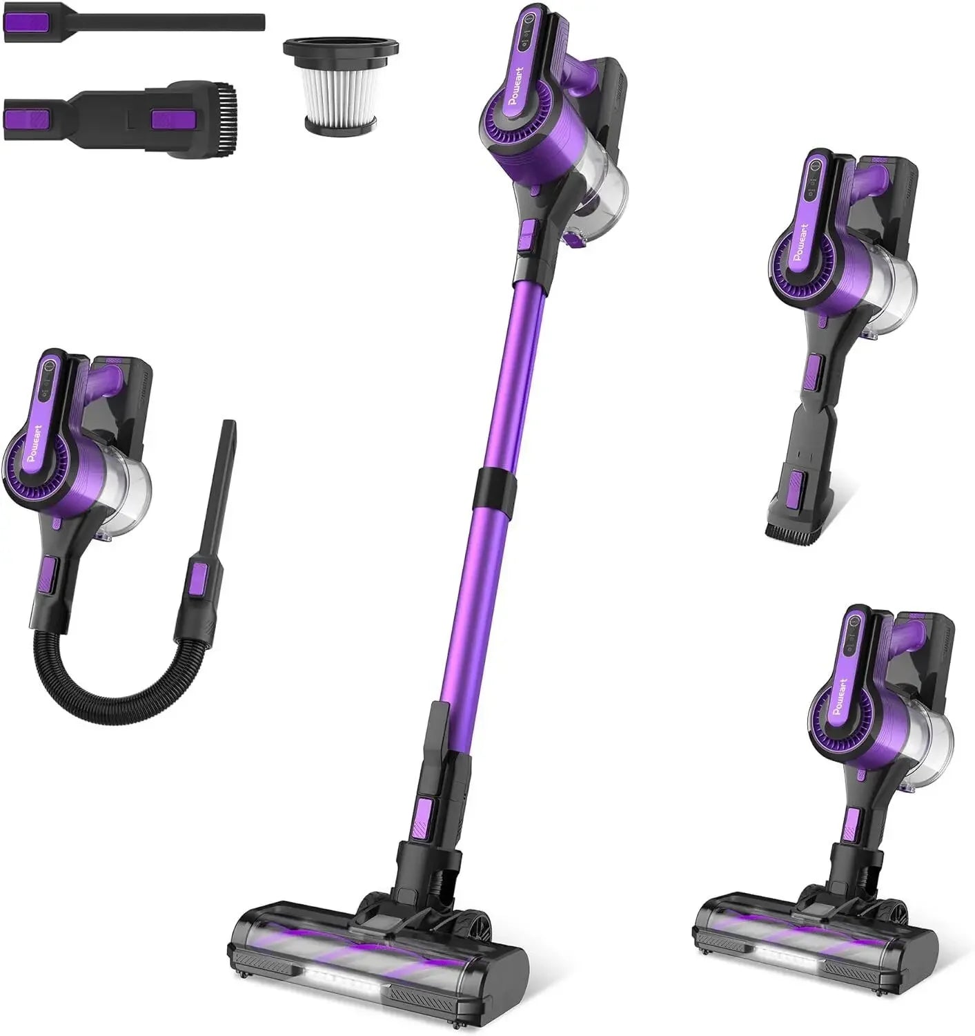 Poweart V870 Cordless Vacuum Cleaner 30KPa 8-in-1 Stick Vacuum up to 45min Runtime for Hardwood Floor Pet Hair Home Car Cleaning