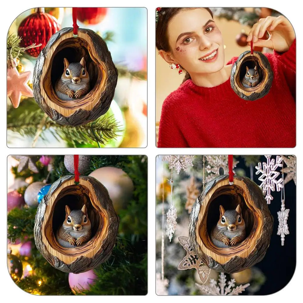 Cartoon Animal Christmas Tree Pendants 2D Acrylic Hanging Ornaments Home Party Christmas Decoration 2025 Navidad New Year Gifts