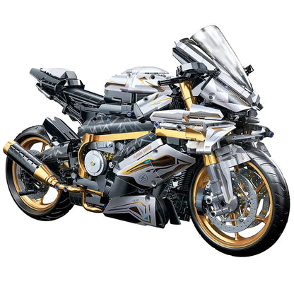 2000PCS+ 1:5 MOC Technical Platinum Motorcycle Model Building Blocks Racing Motorcycle Display Set for  Kid Adults Birthday Gift