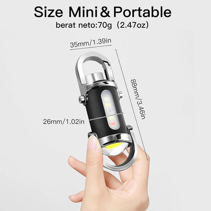 Mini Waist Mounted Keychain Flashlight Led Rechargeable Light Torch Long Range Powerful Outdoor Lights Cob For-6models Emergency