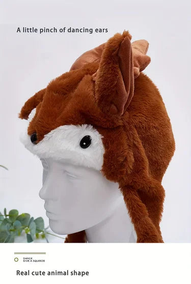 Creative Christmas Santa hat, reindeer pinch airbag, ears move, headband decoration