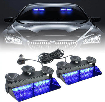 2 in 1 LED Emergency Strobe Lights for Vehicles Front/Rear Windshield with Suction Cups,Dash Deck Safety Flashing Hazard Warning