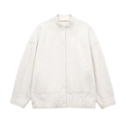 Women's Winter Casual Pocket Jacket – Solid Color, Cozy & Stylish | TRAFZA