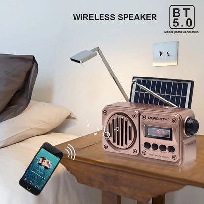 MD-499 Solar Bluetooth Speaker with FM Radio & USB MP3 – Emergency Power Bank