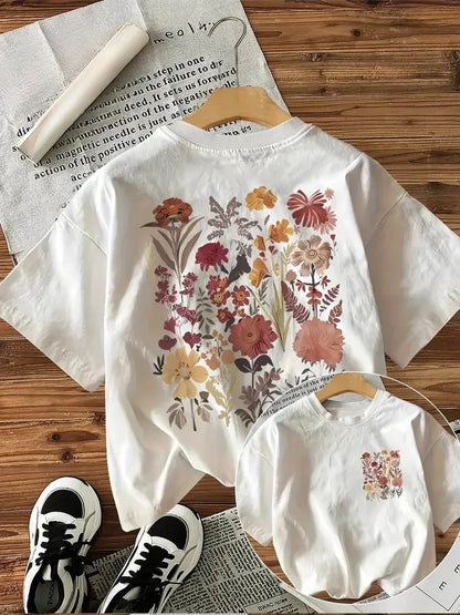 Y2K Flower Print Women’s Graphic Tee – Casual Summer Shirt
