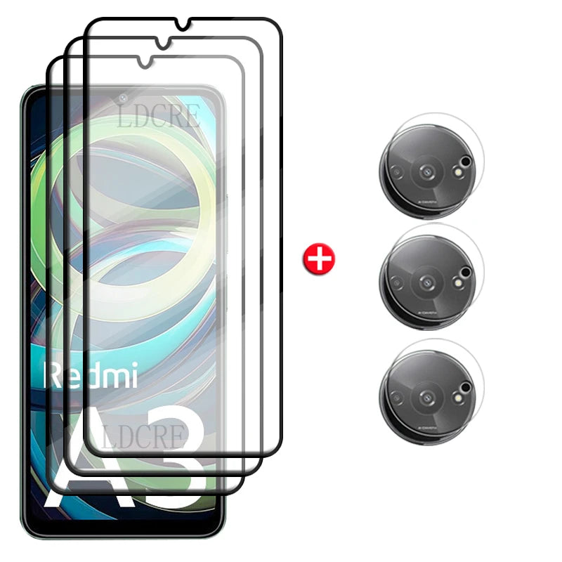 6-in-1 For Redmi A3 Glass For Xiaomi Redmi A3 Tempered Glass 9H Full Cover Glue 9H Screen Protector For Redmi A 3 A3 Lens Glass