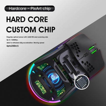 HXSJ T66 RGB 2.4G Wireless Gaming Mouse RGB Lighting Charging Mouse with Adjustable DPI Ergonomic Design for Desktop Laptop