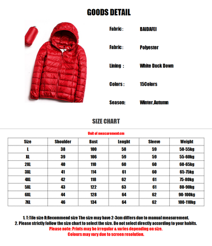 Plus Size 7xl 6xl 5xl Fall Women's Lightweight Water-Resistant Packable Hooded Jackets Autumn Winter Warm Female Down Coats