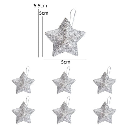 Gold Glitter Star Ornaments Christmas Tree Hanging Pendant 2025 Christmas Decorations for Home Navidad New Year Party DIY Gift