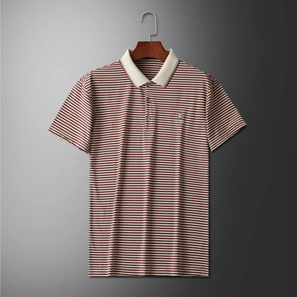 Breathable Cotton Men’s Polo Shirt – Striped Soft Summer Tee 2025
