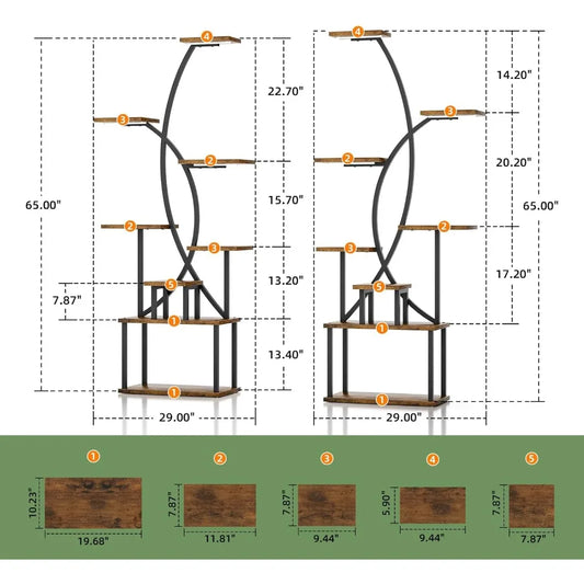 8-Tier Indoor Plant Stand with Grow Lights – Tall Metal Shelf for Corners & Living Rooms, Space-Saving Display Rack for Multiple Plants