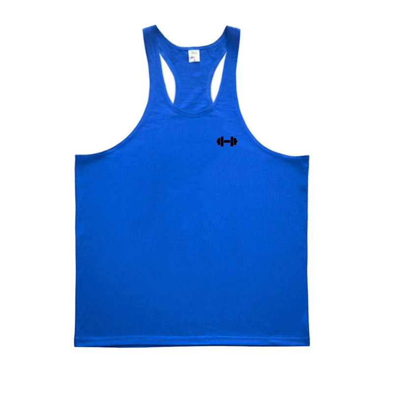 Gym Bodybuilding Stringer Y-back Tank Tops Mens Fitness Sleeveless Cotton Breathable T-Shirt Summer Cool Workout Muscle Vests
