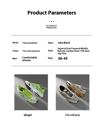 Real carbonboard racing running shoes couple's ultra-light cushioning sneakers men's thin mesh walking shoes