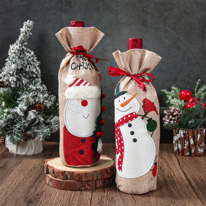 Christmas Wine Bottle Cover Merry Christmas Decorations For Home 2025 Navidad Noel Natal Ornaments Xmas Gift Happy New Year 2026