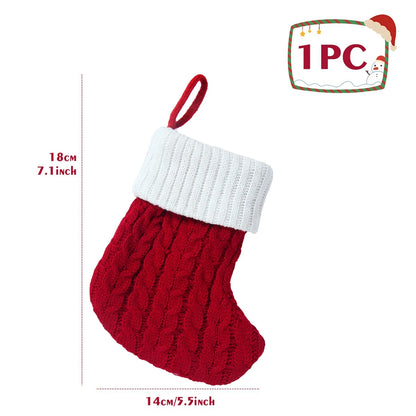 Christmas Socks Knitting Snowflake Letter Stocking Christmas Decoration 2025 For Home Xmas Tree Ornament Gift Navidad Natal 2026