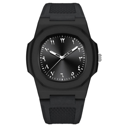 Men's Arabic Numeral Quartz Watch 30-Meter Water Resistance Casual Sports Silicone Wristband Watch Clock Nautilus Design Watch
