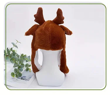 Creative Christmas Santa hat, reindeer pinch airbag, ears move, headband decoration