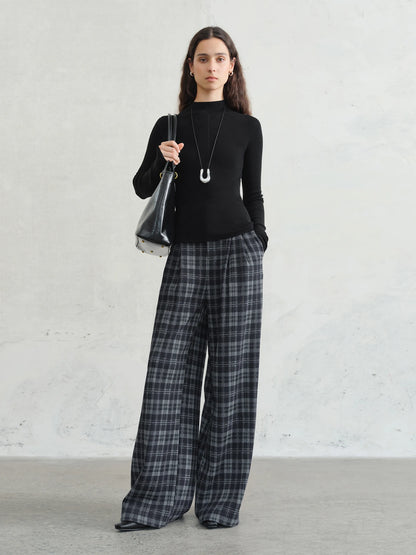 FSLE【Premium Series】German Biella Wool Autumn Super Fine Washable Seamless One-Piece Mock Neck Thermal Base Layer Shirt Women