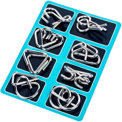 8PCS Set Metal Montessori Puzzle Wire IQ Games Rompecabezas 3D Casse Tete Brain Teaser Intellectual Toys For Kids Adults