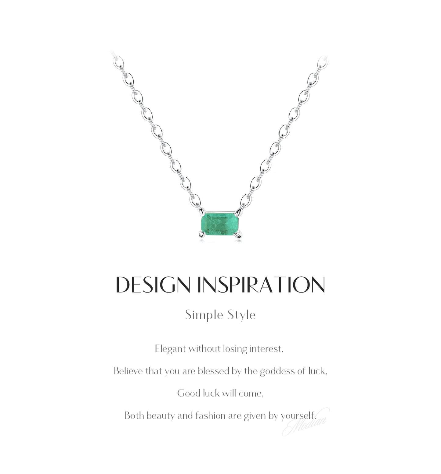 Modian Authentic 925 Sterling Silver Green Tourmaline Necklace Pendant for Women Fashion Bijoux Wedding Statement Jewelry Gifts