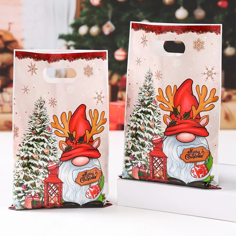 10/25/50pcs Christmas Cute Gift Bags Christmas Party Decoration 2025 Xmas Santa Claus Handbags Navidad Natal New Year Gift 2026