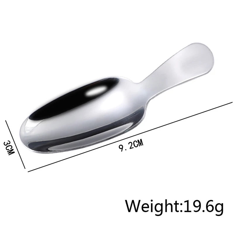 Mini Stainless Steel Spoons Kitchen Spice Condiment Spoon Sugar Tea Coffee Scoop Short Handle Wood Kids Spoon Kitchen Gadgets