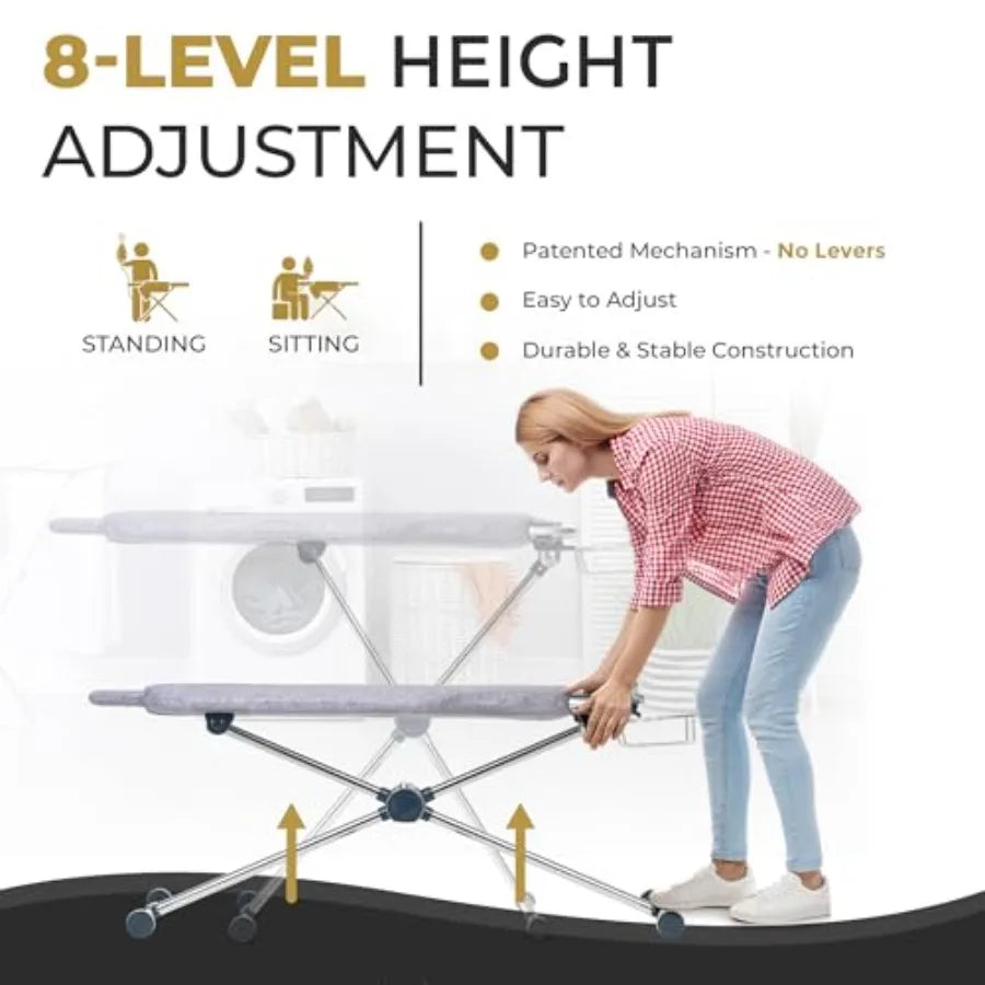 Dazzl 360° Dual-Sided Iron Board - Torso-Shaped Ironing Board Full Size with 8-Level Adjustable Height Rotatable and Detachable