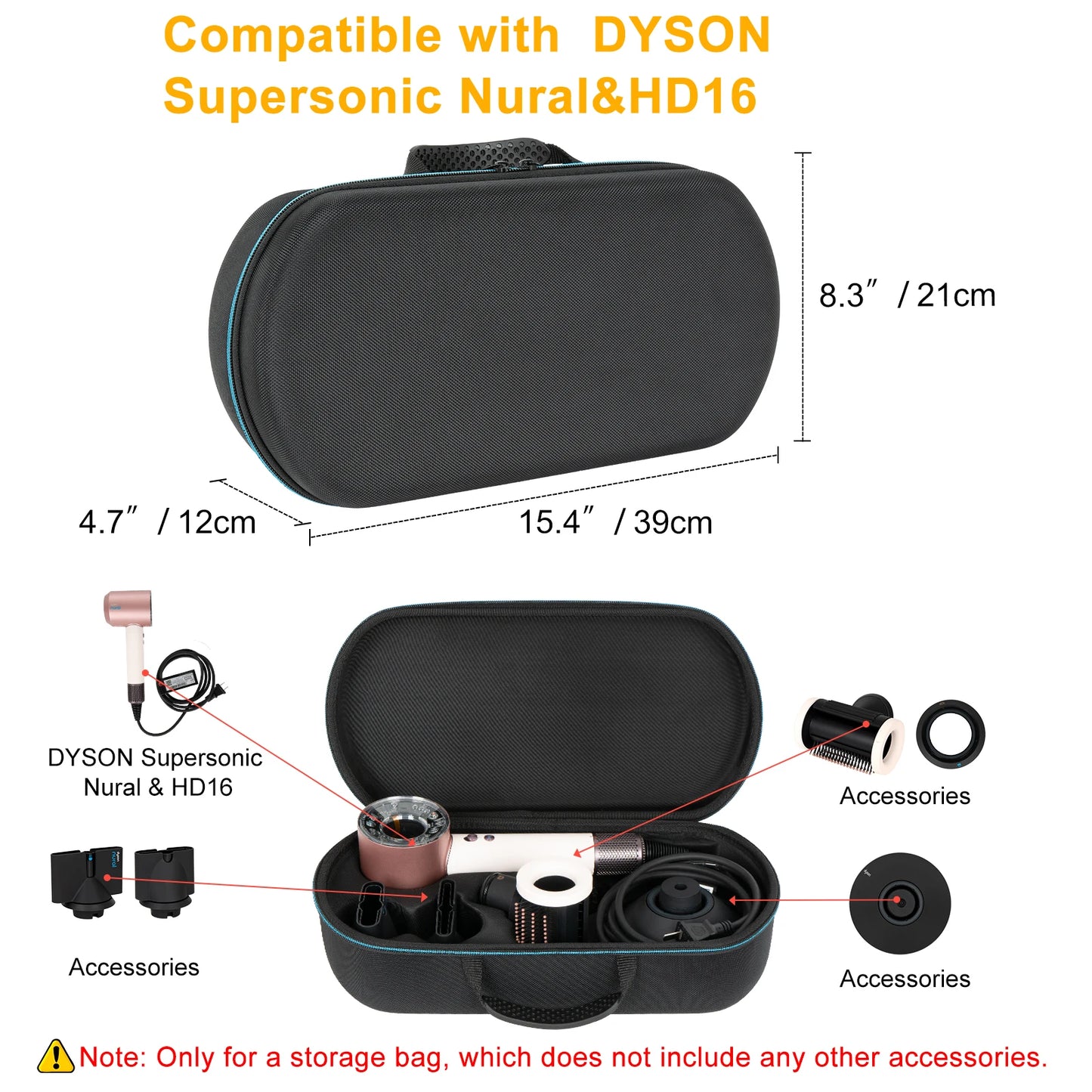 Hard Carrying Case Storage Bags For Dyson Supersonic HD08/HD15/HD16 Hair Dryer Durable Travel Portable Box For Dyson Accessories