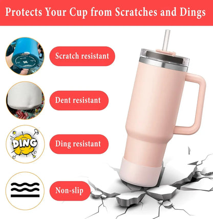 2Pcs Silicone Boot for Stanley Cup Accessories Tumbler Protective Cup Bottom Sleeve Cover Fits 30oz 40oz