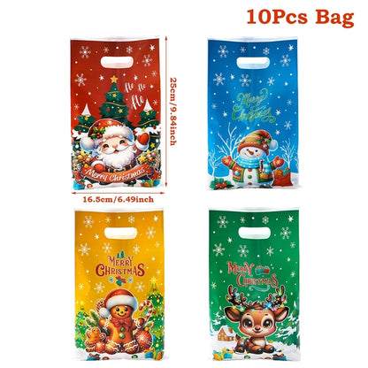 10/25/50pcs Christmas Cute Gift Bags Christmas Party Decoration 2025 Xmas Santa Claus Handbags Navidad Natal New Year Gift 2026