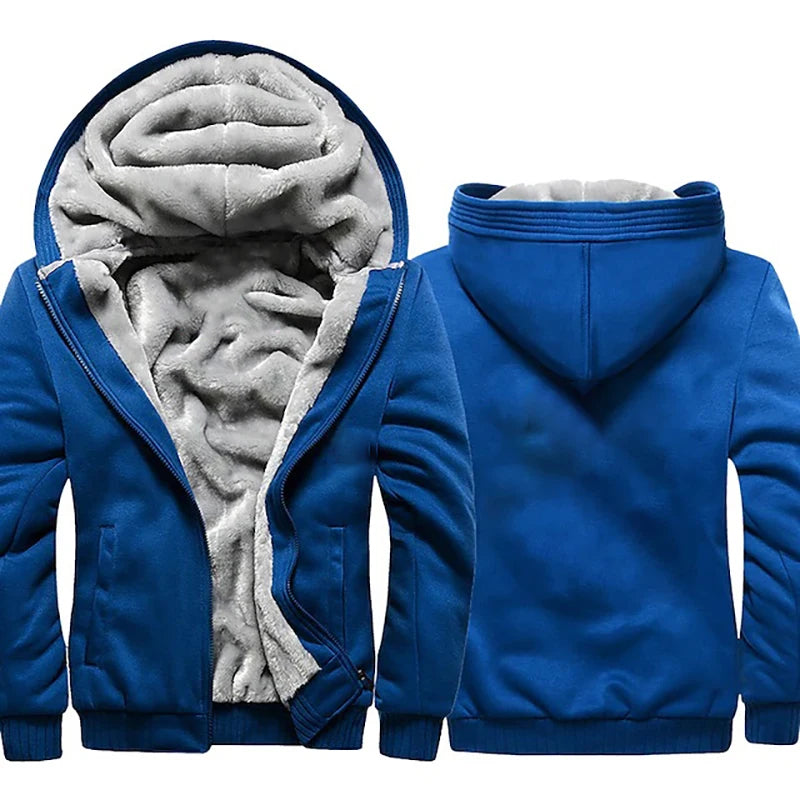 Winter Warm Sherpa Lined Coat for Men Heavyweight Plush Fleece Jackets Outwear Long Sleeve Zip Up Hoodie Sweatshirt Tops Outfits