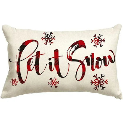 New Christmas style simple letter double-sided printed linen pillow for home decoration, sofa waist pillowcase