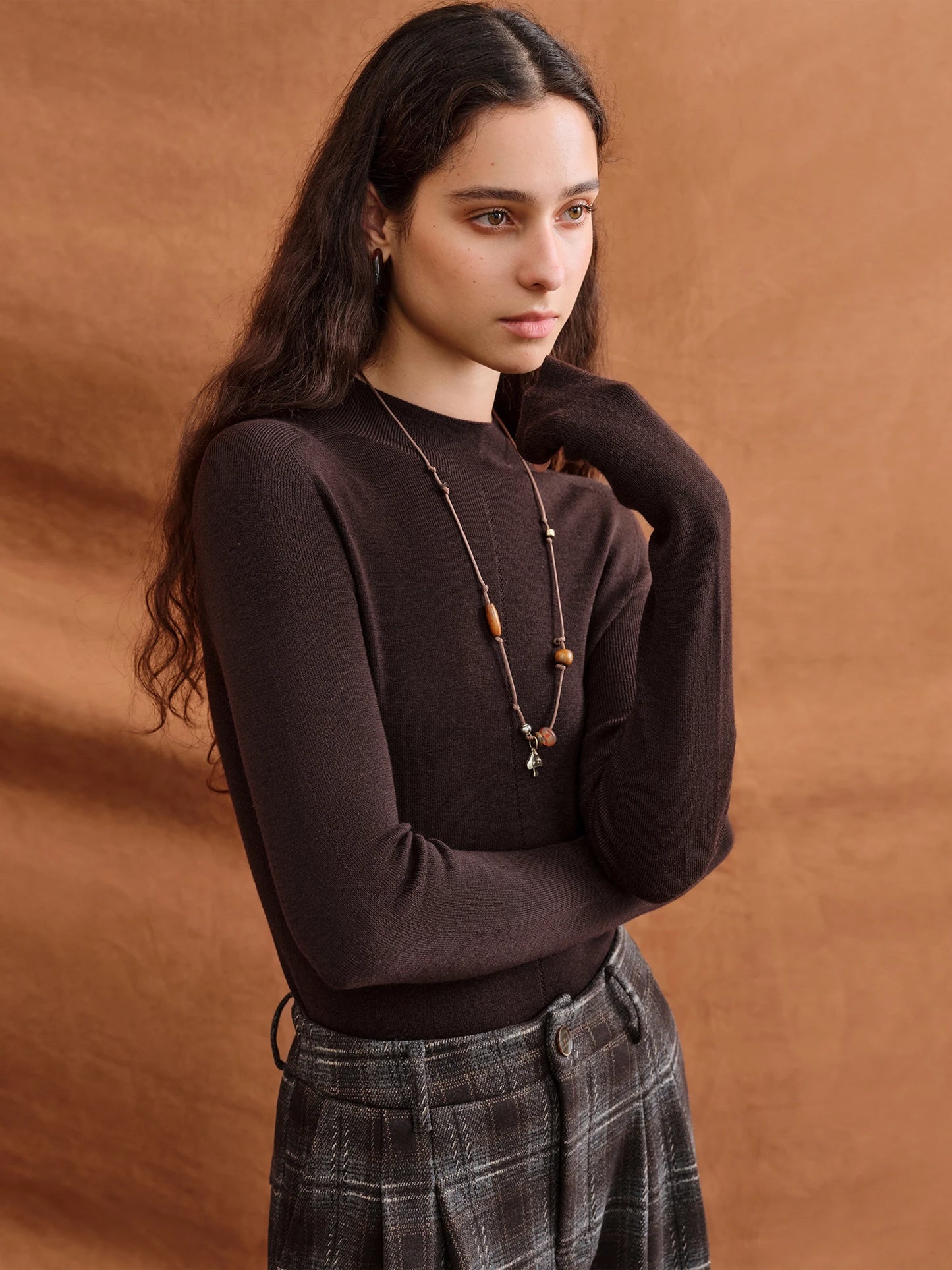 FSLE【Premium Series】German Biella Wool Autumn Super Fine Washable Seamless One-Piece Mock Neck Thermal Base Layer Shirt Women