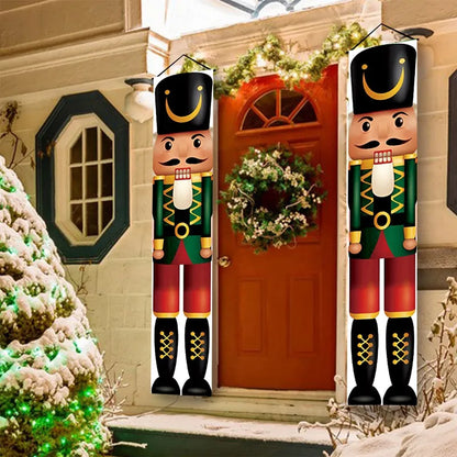 Merry Christmas Door Banner Decoration 2025 Christmas Decor for Home Xmas Hanging Ornaments Navidad Noel Gifts New Year 2026