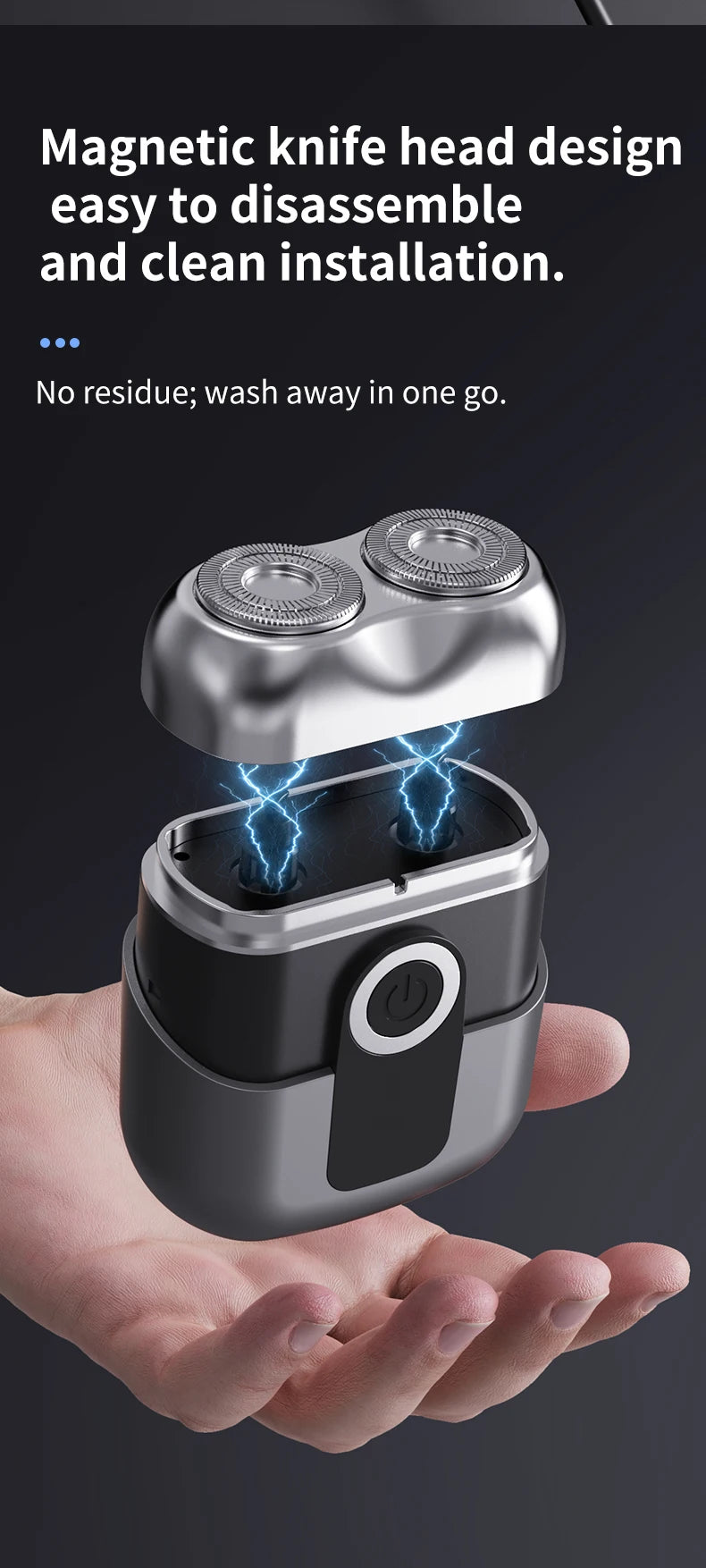 Mini electric shaver, compact and fast charging for home use, men's car shaver, portable for home use, gift for father and boyfr