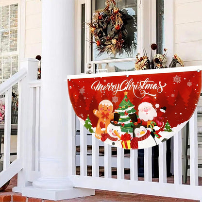 Christmas Fan-shaped Flag Outdoor Hanging Banner Christmas Decoration for Home 2025 Xmas Flag Navidad Natal Gifts New Year 2026