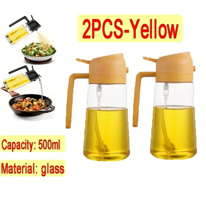 2-in-1 Glass Oil Dispenser & Sprayer | Leakproof, Non-Slip Kitchen Mister