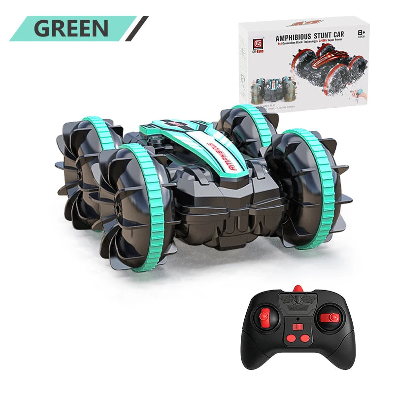 Remote Control Car 2.4G Rc Boat Waterproof Controlled Amphibious Stunt Car 4WD All Terrain Beach Pool Toys for Boys Girls Gift