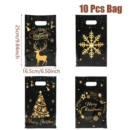 10/25/50pcs Christmas Cute Gift Bags Christmas Party Decoration 2025 Xmas Santa Claus Handbags Navidad Natal New Year Gift 2026