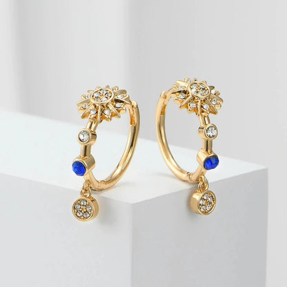 Sun & Moon Crystal Hoop Earrings – Romantic Gift for Women