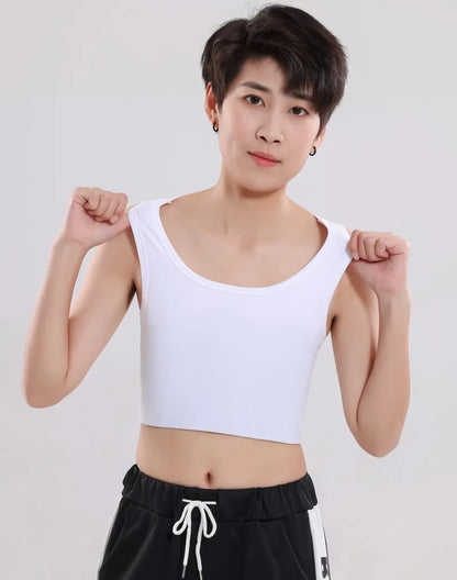 Women Flat Chest Binder With Bandage Pullover Half Length Corset Tank Top FTM Lesbian Transgender Underwear Vest Breast Binder