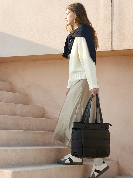 Women’s Large Puffer Tote Bag – Lightweight Multi-Pocket Travel & Work Handbag