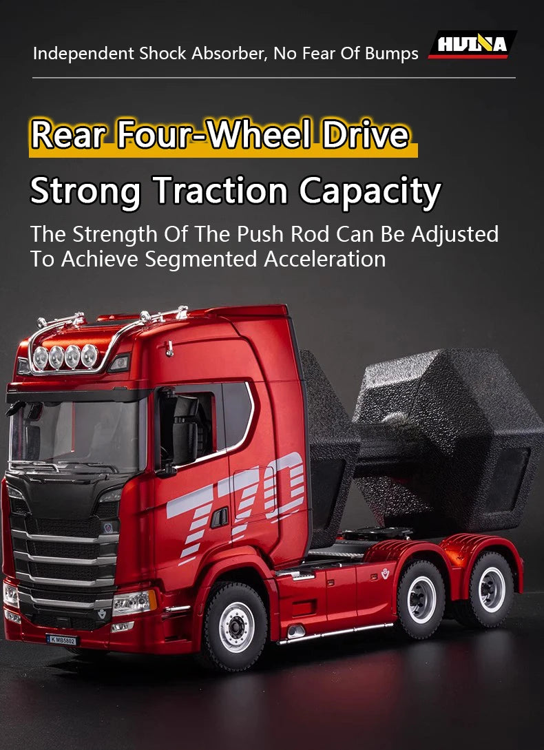 HUINA 770S Rc Truck Trailer Tractor 1/18 1501 Remote Control Car 19 Ch Electric Machine Engineering Cars Radio Controlled Toys